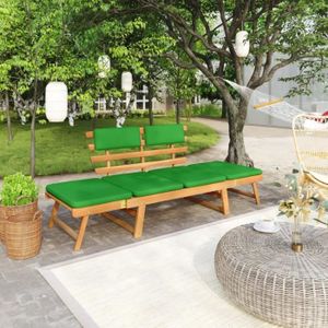 BANC D'EXTÉRIEUR Plus Moderne© Banc de jardin avec coussins 2-en-1 190 cm Bois solide d'acacia bonboutique®NGANME®