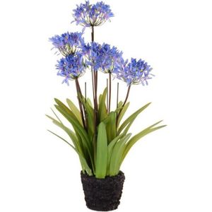 FLEUR ARTIFICIELLE artplants.de Agapanthe Artificielle INJALA en Motte de Terre, Bleu-Lilas, 80cm, Ø 11cm - Fausse agapanthe-Fleur Artificielle