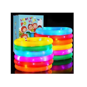 10 Pièces Pop Tube Lumineux Fidget Toys Anti Stress Tube Jouet Sensoriel  Bebe Enfant ou Destressant Adulte Pop Tube Plastique Multicolore avec des