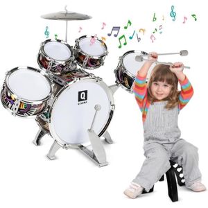 BATTERIE Kit De Batterie Pour Enfants, Instrument De Musique Enfant, Ensemble De Tambours De Jazz Avec Tabouret, Mini Percussion Musi[b71]