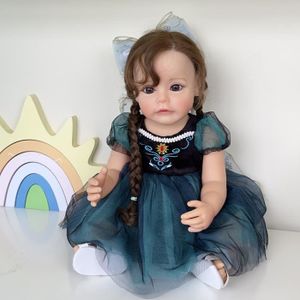POUPÉE NPK – poupée Reborn en Silicone et vinyle pour petite fille, 22 pouces, corps complet, cheveux enracinés par 55CM BROWN EYES