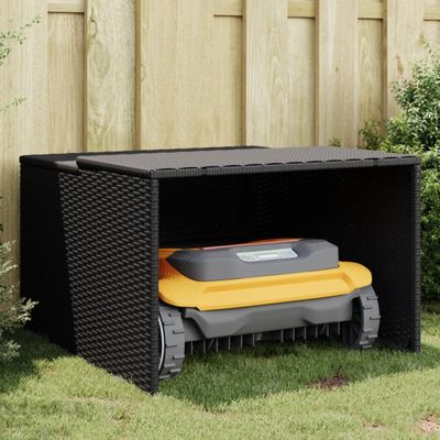 dobar® Garage voor robotmaaier van hout met afneembaar dak, schuilplaats voor robotmaaier met individueel schild - 78,5 x 74 x 52,5 cm - wit/zwart