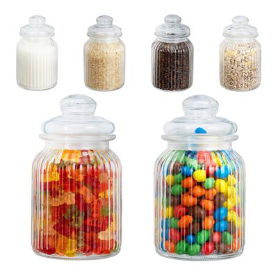 Pack de 6 bocaux en verre modernes avec couvercles | Little Pots