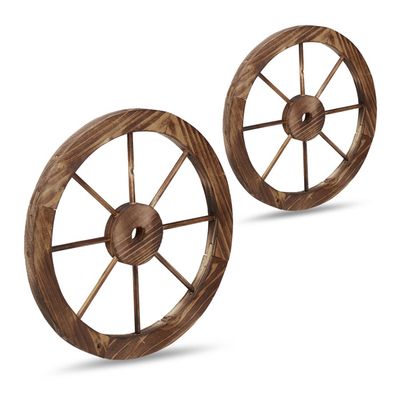 Roues De Chariot En Bois Rustique - Lot De 2, Diamètre 76 Cm, Avec Tôle De Fer, Décoration Jardin Et Bar