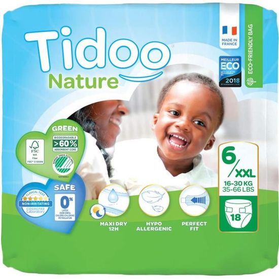Couches Tidoo Taille 4+ - Nuit Et Jour, Maxi+ 9-20 Kg - Mixte