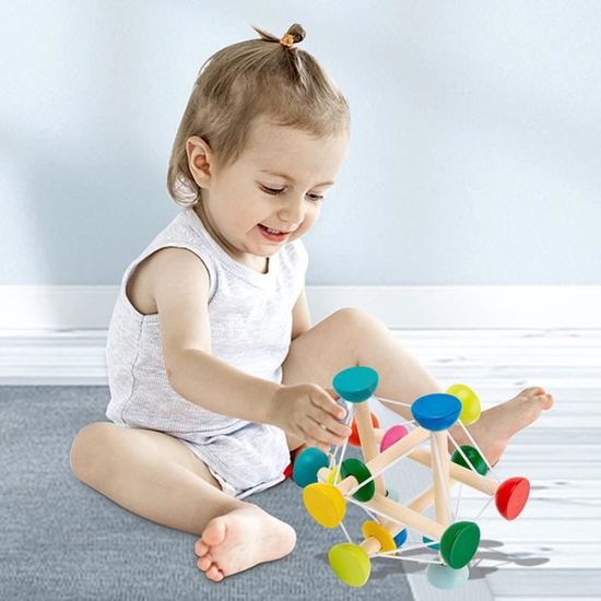 4 Jouets Suspendus En Bois Pour Bébé - Pour Baby Gym, Poussette, Lit - Éveil Sensoriel