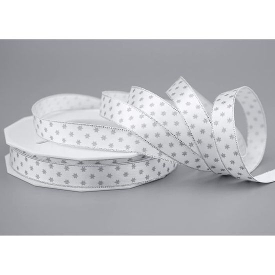Ruban Décoratif Lin/blanc - 15 Mm X 20 M - Bord Tissé - Fabriqué En Allemagne - Pour Emballage Cadeaux, Déco - 8
