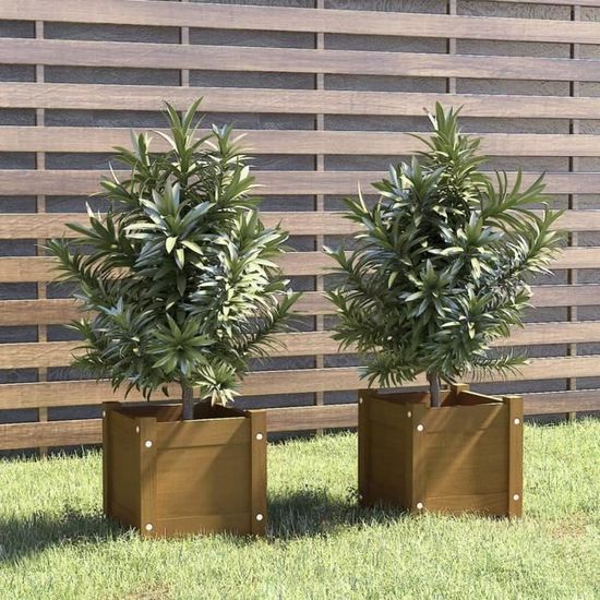 VidaXL Jardinière Carrée Bois De Pin Imprégné 31x31x31 Cm – Bac à Fleurs Surélevé Pour Jardin, Balcon, Terrasse