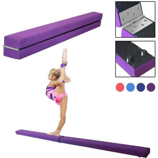 Leogreen Poutre Gymnastique Pliable 270cm Cuir De PU Poutre D'équilibre