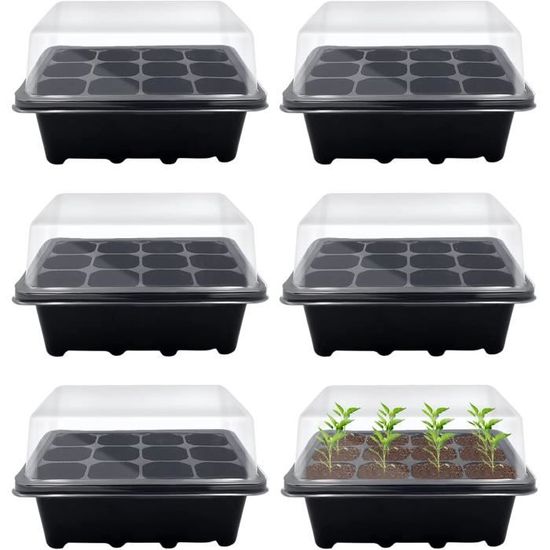 Mini Serres Semis Nuyikaso - Lot De 6 - 72 Cellules - Couvercle Ventilation - Jardinage Intérieur