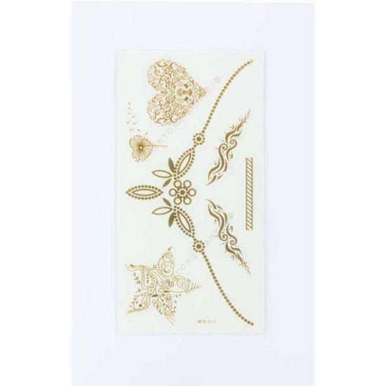 Tatouage éphémère Métallique Coeur Etoile Doré