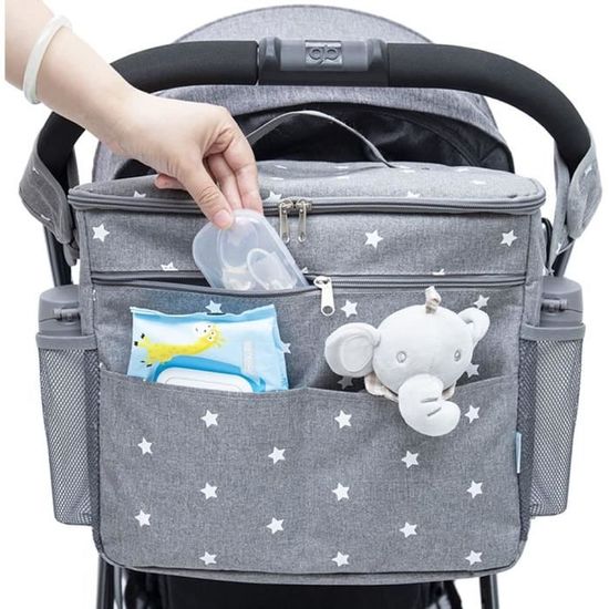 Sac De Rangement Pour Poussette Lekesky - Organisateur Avec Sac Isotherme, Imperméable - Compatible Avec Toutes Les Poussettes