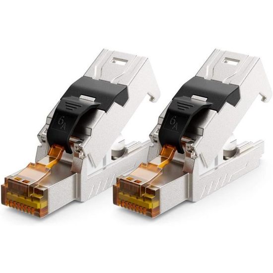 Câbles Ethernet deleyCON 2X Cat 6a Connecteur Réseau RJ45 avec Connexion LSA sans Outils pour Câbles d'Installation Rigi 280661