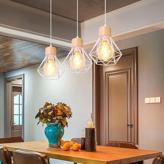 TOKIUS 3 Lampes Suspension Luminaire Industrielle E27 Plafonnier