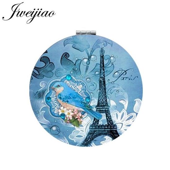 Miroir De Maquillage Portable Double Face - Côté Grossissant 3x, Motif Citron, Compact Pour Sac à Main Et Voyage
