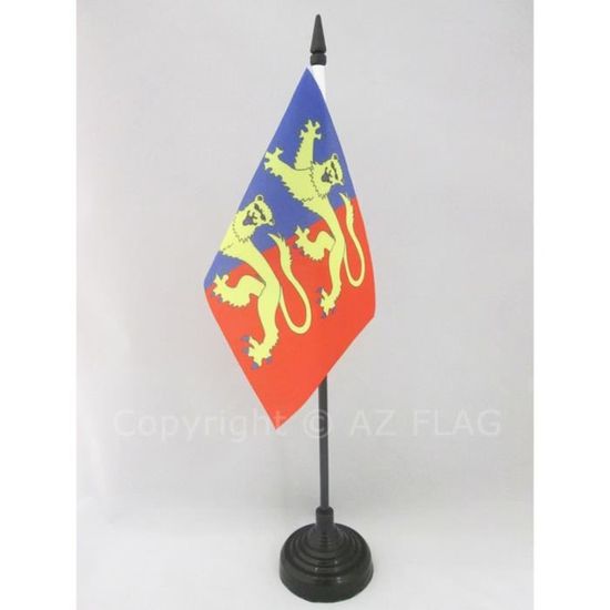 Drapeau De Table Département De La Creuse 21x14cm - Avec Hampe 25cm Et Socle Noir - 100% Polyester