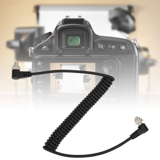 Câble Synchro Flash PC Mâle-Mâle 100 Cm – Verrouillage, Compatible Canon Nikon Pixel