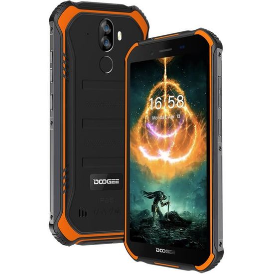 DOOGEE S40 Pro 64 Go Smartphone Robuste IP68 Etanche 5.5" 4650mAh 13MP Téléphone Débloqué NFC GPS - Orange
