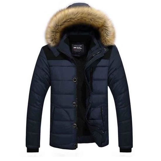 Parka homme de Marque luxe de coton epais a capuche Parka col de fourrure hiver grande taille Parka epais Parka hommes Bleu bleu Bleu bleu Cdiscount Pret a Porter