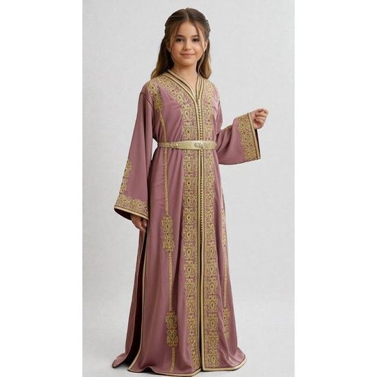 Caftan enfant fille Alka Rouge marocain algérien tenue sari