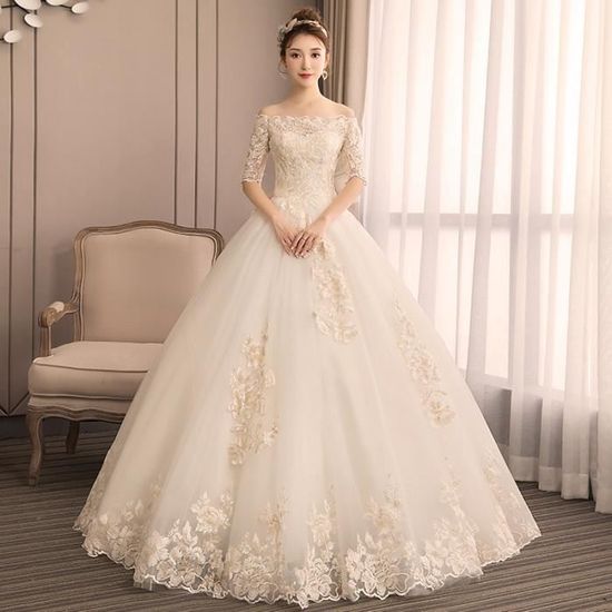 Robe de mariee legere femme une epaule Blanc Qiji