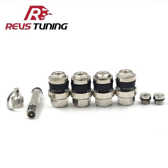 HIBEYO Soden Lot De 4 Bouchons De Valve De Pneu Anti-poussière Pour Pneus De Voiture Universel Porte-clés Pour SUV, Vélo Et Camion, Moto