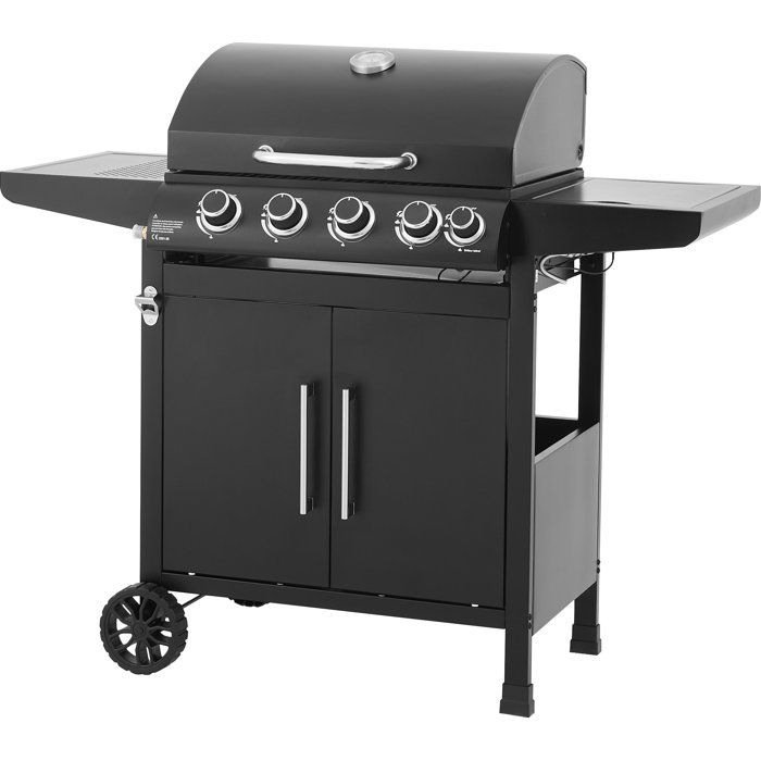 COOKINGBOX Barbecue &Agrave; Gaz Paarl Structure M&eacute;tal Peint Noir 60&times;42cm 