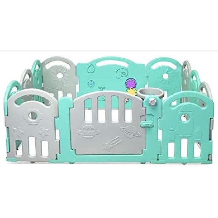 Parc Bébé Pliable,Barrière de Sécurité,Parc en Plastique,12 Panneaux,Porte et Jouet Extensible,Boîte à Musique,Enfant de 6 à 36 Mois