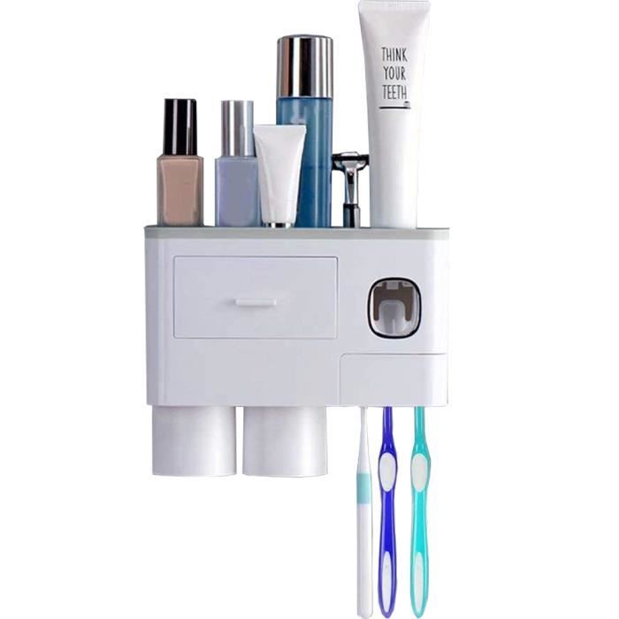 Distributeur Automatique de Dentifrice Porte Brosse à Dents Mural Adapté pour Distinguer la Brosse à Dents Adulte et Enfant