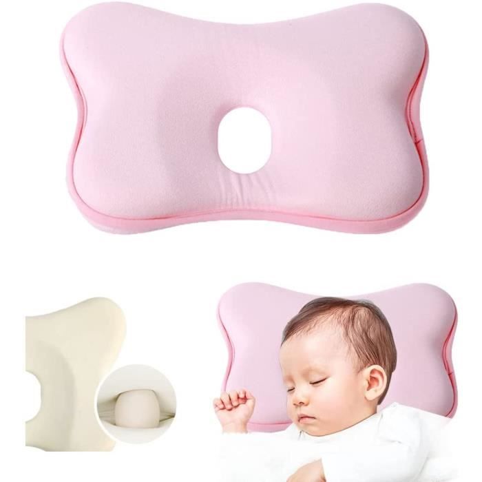 Tête plate déformation bébé oreiller Anti-déformation bébé oreiller bébé tête plate coussin bébé coussin 26*23*3 cm rose