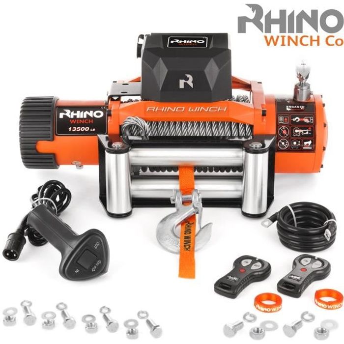 Rhino Treuil Électriques 6125 kg - 12v - Câble en Acier