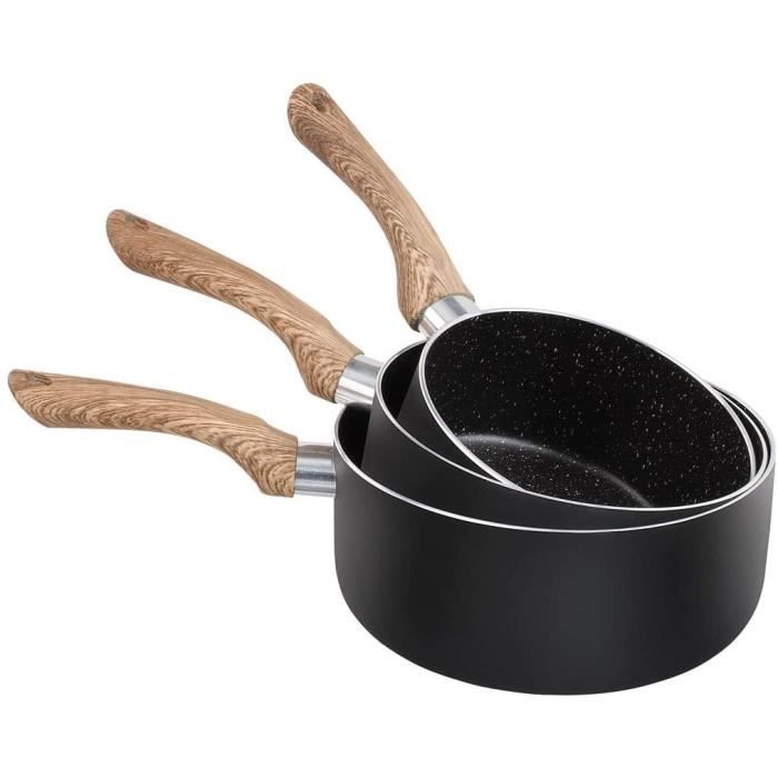 LIVOO Feel good moments Set de 3 casseroles aspect pierre et bois MEP115 Noir3