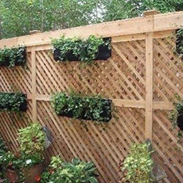 2 pièces 4 poches horizontale montage mural planteur feutre jardin suspendus sacs de culture 10 en X 25 en jardinière Type Black #C