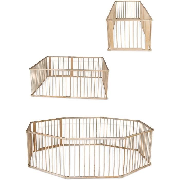 dibea DP00580, Bébé Parc en Bois, 8 éléments par 90x68 cm, Porte, Hauteur 68 cm