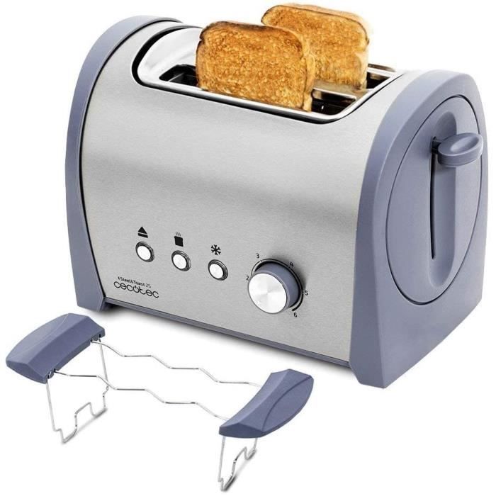 Cecotec Grille-pain en Acier Steel&Toast 2 S. 6 Niveaux de Puissance, Pour 2 Toasts , 3 Fonctions: Faire griller, Réchauffer, Décong