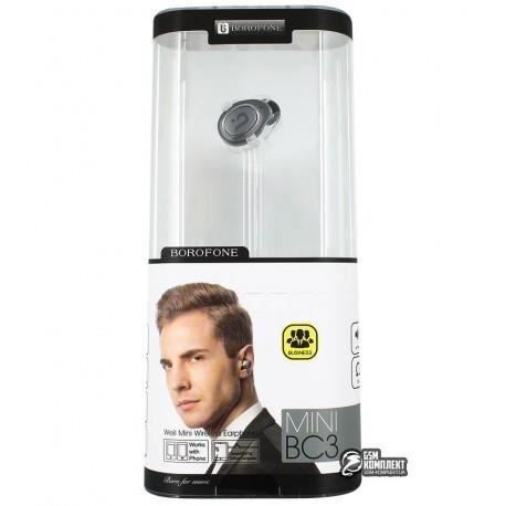 Borofone BC3 Gris Mini Oreillette-écouteurs Bluetooth avec Microphone, Casque intra-auriculaire invisible compatible toute marques