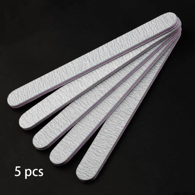 Ensemble de limes à ongles en papier de verre, Lime à ongles 100-180, bloc Double face, gris, pour outil de manucure, 5 *HH21188