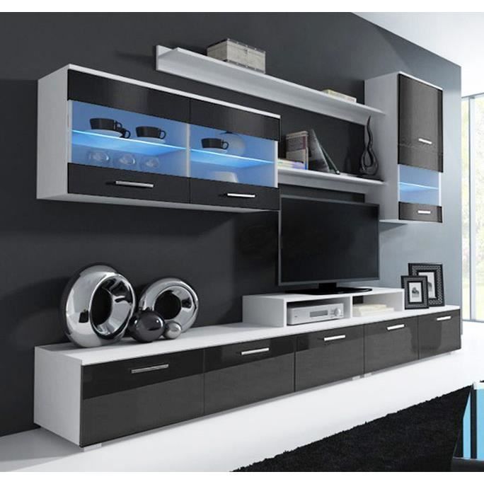 Meuble mural TV Claudia blanc et noir mod. 7 (Standard)