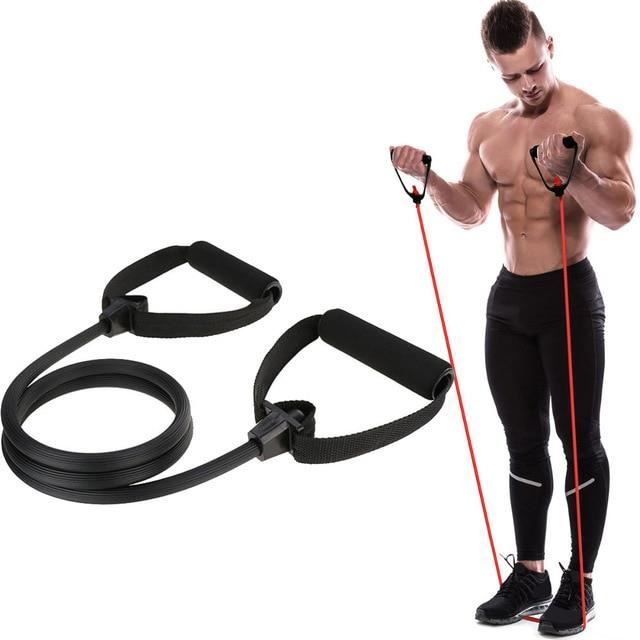 Couleur blanche Elastique et Barre de Résistance, Bande d'exercice pour yoga, Crossfit ou Pilates, Corde de