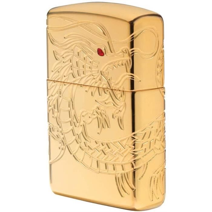 Accessoires pour bougies Zippo Coupe-Vent Unisexe Armor Dragon Chinois Poche Briquet, Plaque Or Haute polonais 29572