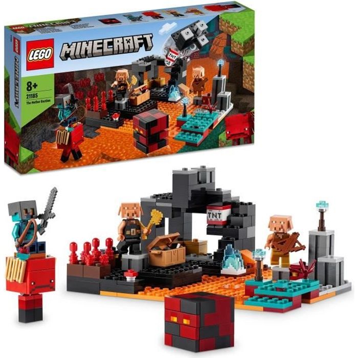 LEGO® 21185 Minecraft Le Bastion du Nether, Jouet dès 8 Ans, avec Figurines de Cochon et Piglins, Idée Cadeau Anniversaire