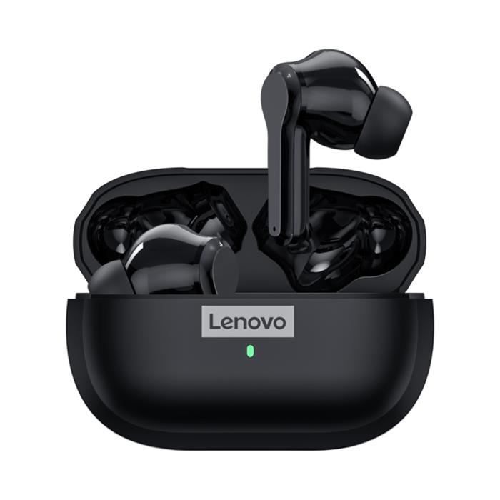Lenovo LP1S Casque sans fil BT 5.0 Mini écouteurs de sport Contrôle tactile intra-auriculaires avec micro Noir