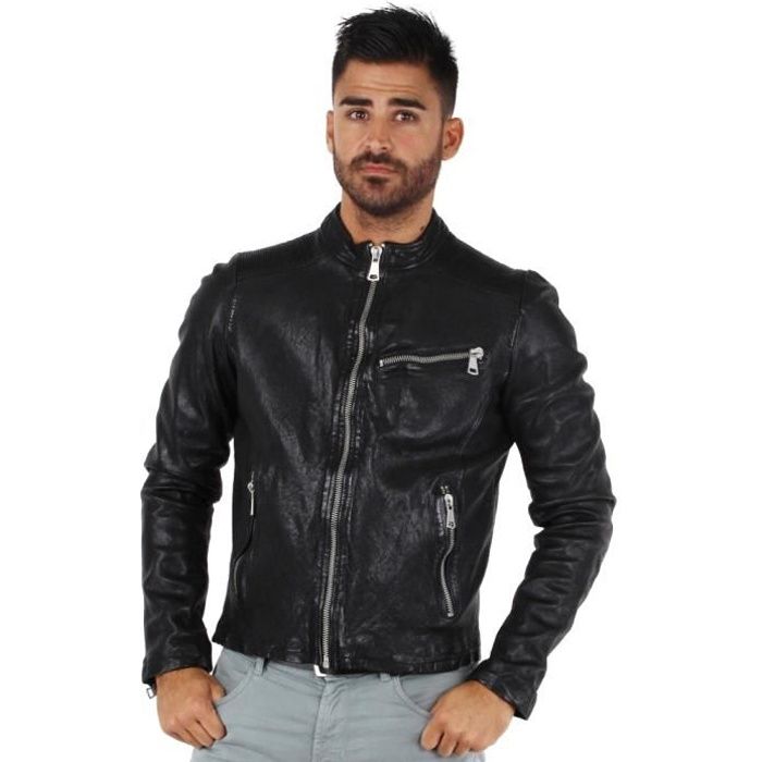 Blouson Redskins Cross Janeiro en cuir ref_44189 Noir
