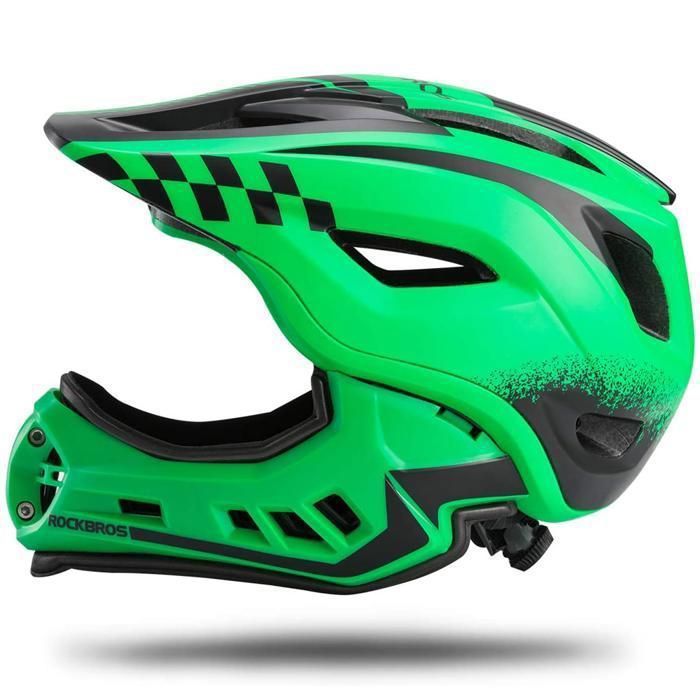 ROCKBROS Casque de Vélo Enfant Réglable, Casques 2-en-1 intégré d'enfant Vélo VTT, Anti-Choc Menton Protection Taille réglable