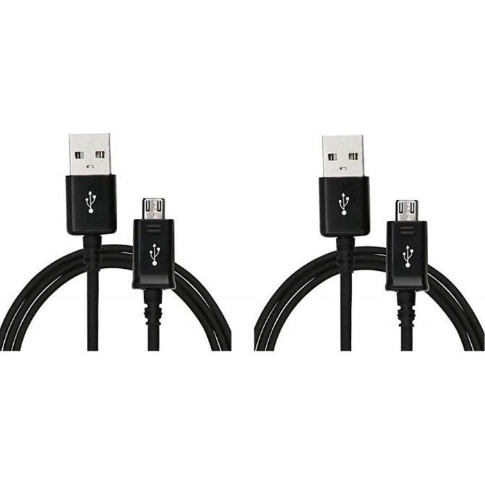 2 Câbles Micro USB de recharge et de Transfert pour Xiaomi Redmi Note 5 ( 1 mètre + 3mètres -Noir )