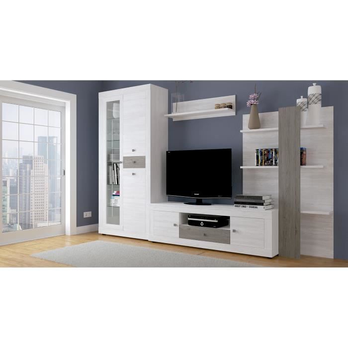 Ensemble de salon meuble TV +1 étagère murale + armoire avec LED ...