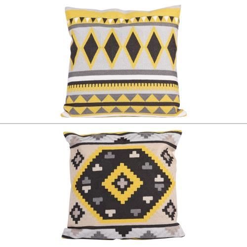 Coussin jaune losange 45 cm (1 modèle aléatoire) - Table Passion Décoré