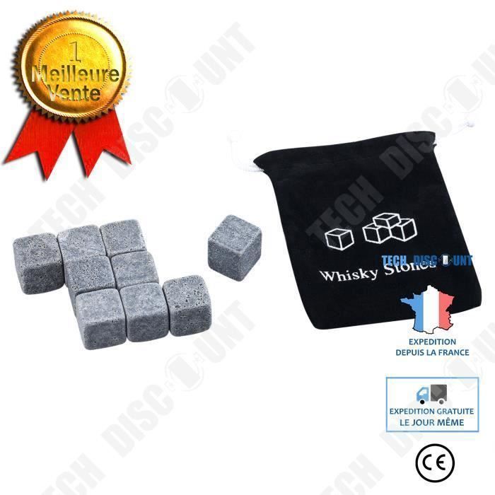 TD® Lot de 9 pierres de Whisky refroidissement de boisson cocktail glacer freezer congélateur refroidis boisson glaçons artificielle