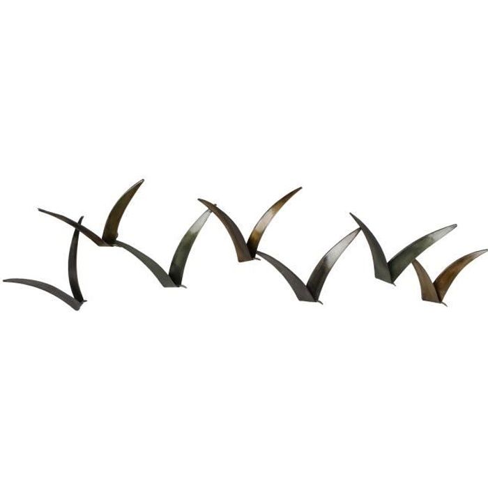 TOM décoration murale oiseaux 81,3 cm acier bronze/argent
