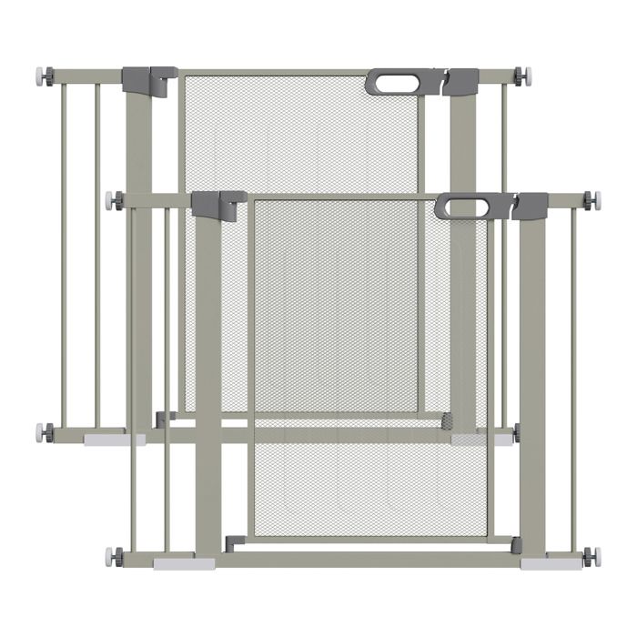Comparer les prix de Lot de 2 barrières de sécurité pour animaux domestique PawHut avec fermeture automatique double verrouillage largeur 75-103 cm gris